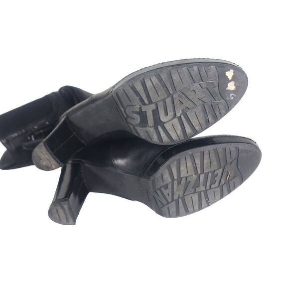 Stuart Weitzman Women's US7,5-8 Black Leather Buckle Heel PullOn Over Knee Boots - Picture 13 of 15